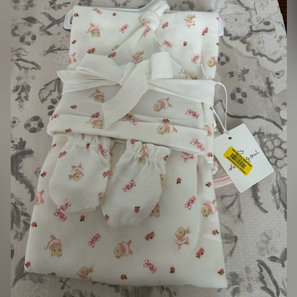 Ballerina Bunny Swaddle, Hat, and Mittens